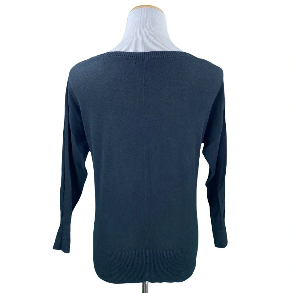 GAP Black Combed Cotton 3/4 Sleeve Boatneck Knit Sweater - Picture 6 of 13